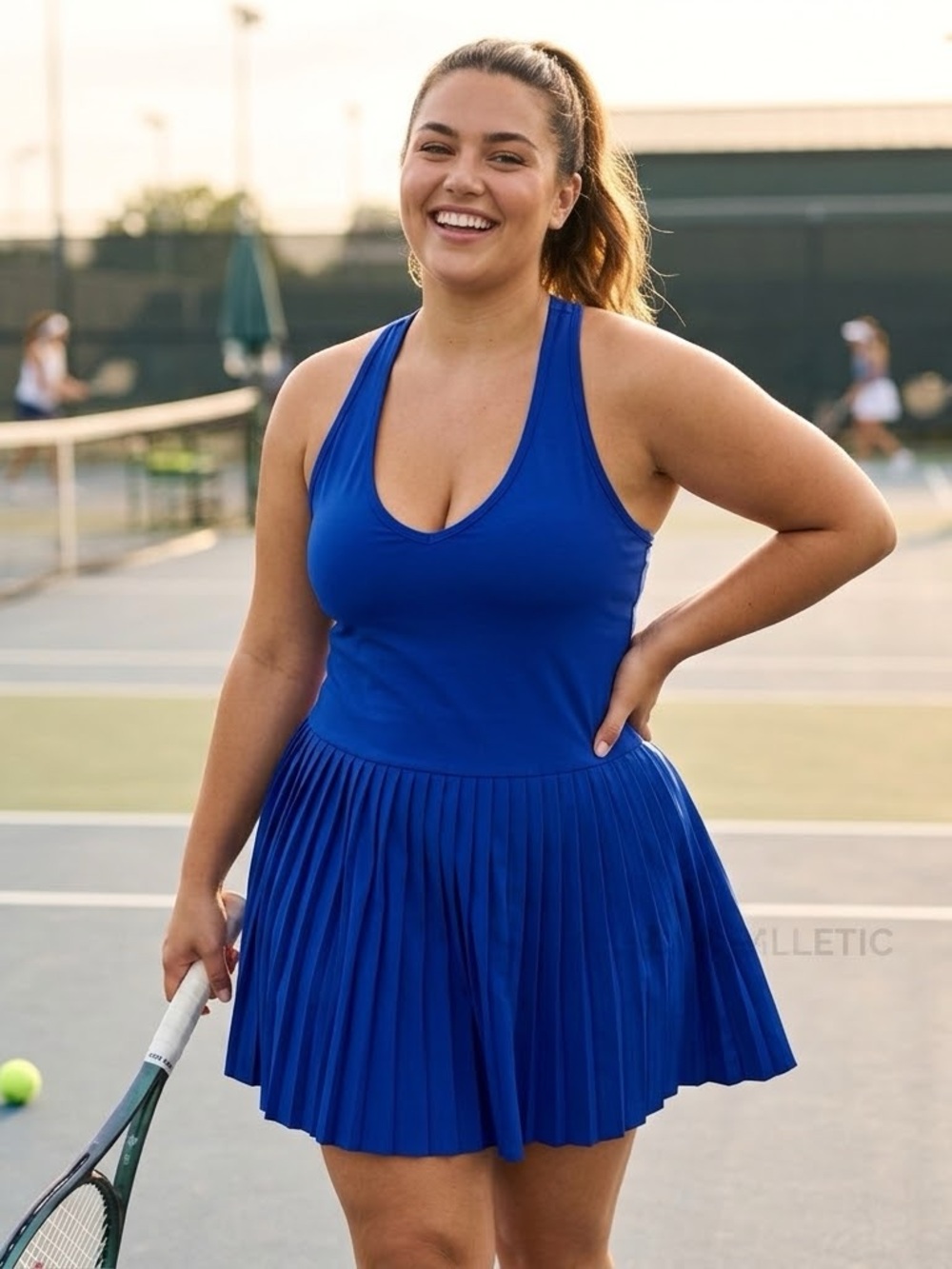 Fabletics Hot Shot Pleated Dress Classic Mini in Royal Blue